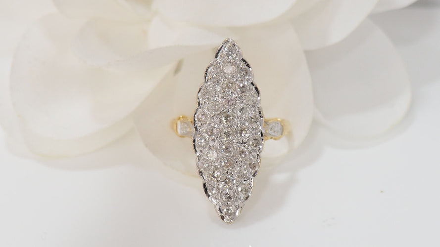 Bague 55 Bague marquise en or bicolore et diamants 58 Facettes 32025