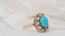 Ring Antique rose gold turquoise ring and rose-cut diamonds 58 Facettes 30706