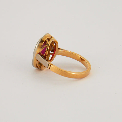 Bague 52 Bague style Pompadour Rubis synthétique Diamants 58 Facettes EL2-40