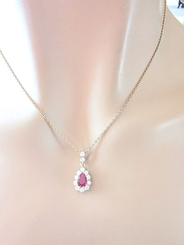 Collier Collier/Pendentif Or Jaune, Rubis & Diamants 58 Facettes AA 1581