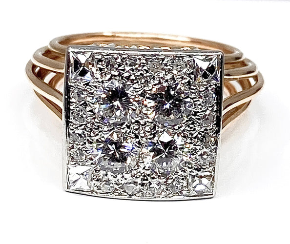 Bague 51 Bague 2 Ors pavée de Diamants 58 Facettes AB225