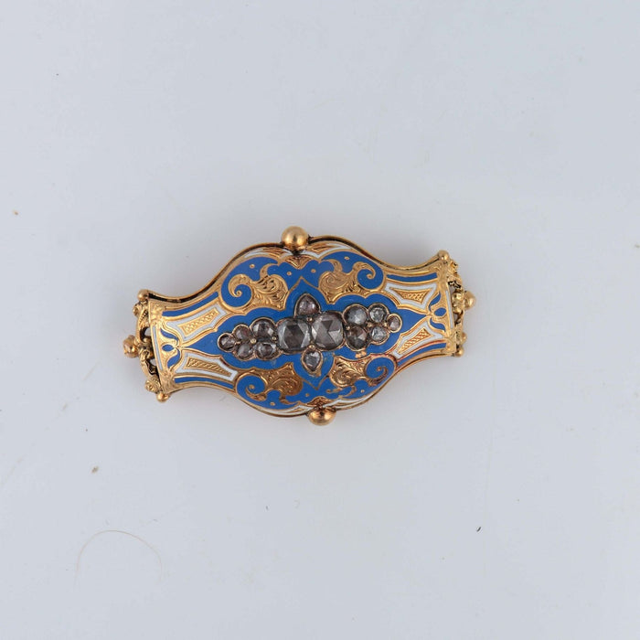 Broche Broche or et émail bleu 58 Facettes