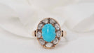 Ring Antique rose gold turquoise ring and rose-cut diamonds 58 Facettes 30706