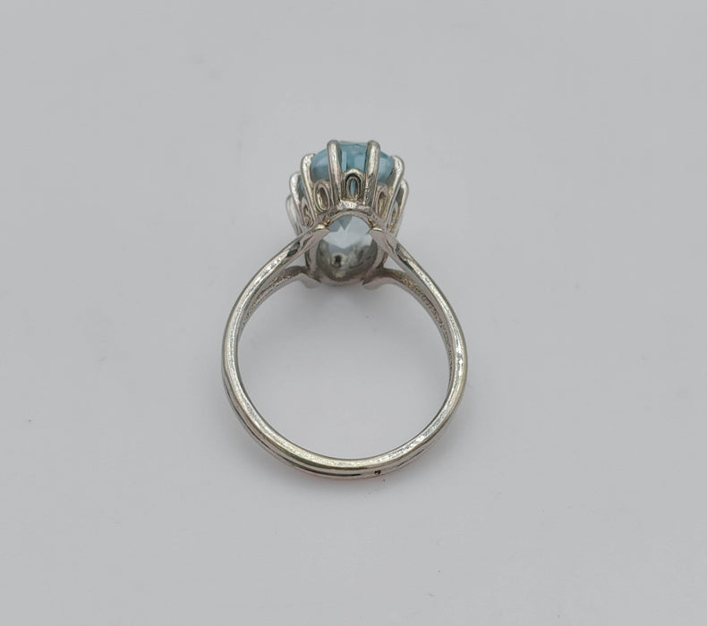 Bague 50.5 Bague vintage or gris Aigue-marine 58 Facettes