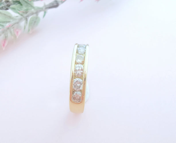 Bague 54 Demi Alliance Diamants 0,70 carat Or Jaune 58 Facettes AA 1612