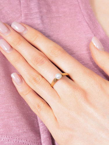 Bague Bague Ancienne Or Jaune Perle 58 Facettes