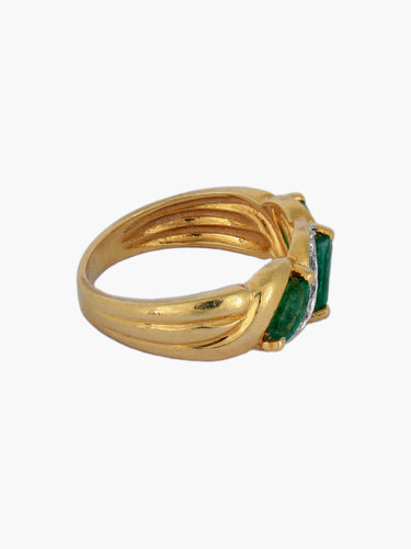 Bague or jaune et émeraudes 58 Facettes