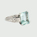 Ring 54 ART DECO designer ring from the 1920s-30s in 18 kt gold with diamonds and aquamarine 58 Facettes A2491 (602)