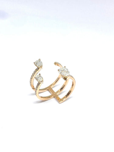 Bague Bague en or jaune et diamants forme poire 58 Facettes