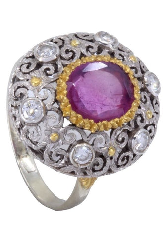 Bague BAGUE ANCIENNE RUBIS ET DIAMANTS 58 Facettes 066491