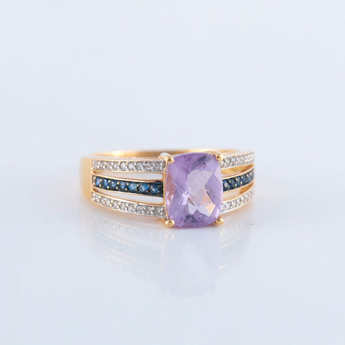 Bague 56 Bague Améthyste Saphirs Diamants 58 Facettes JE81