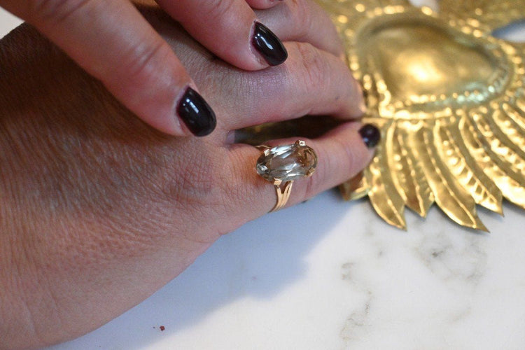 Bague 50 Bague Or Quartz Fumé 58 Facettes