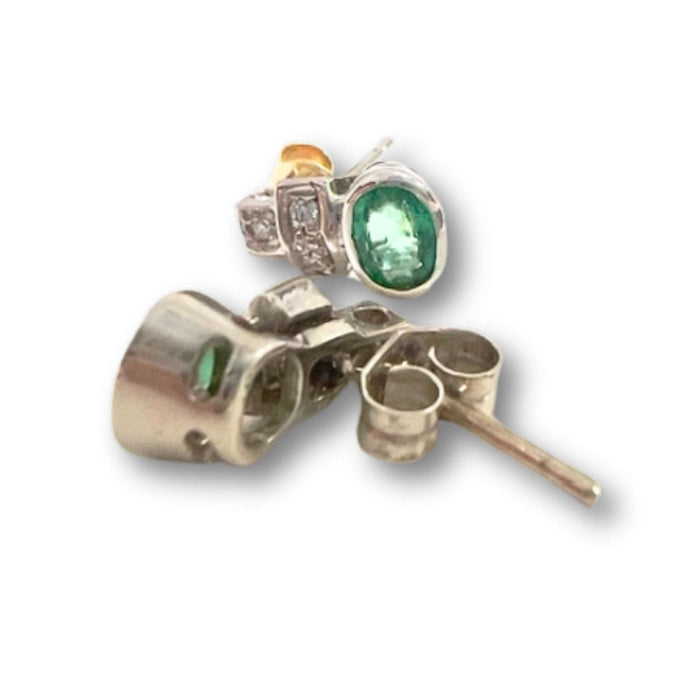 Boucles d'oreilles Pendientes diseno contemporaneo siglo XX de oro 18 kts con diamantes y esmeraldas 58 Facettes Q939A (899)