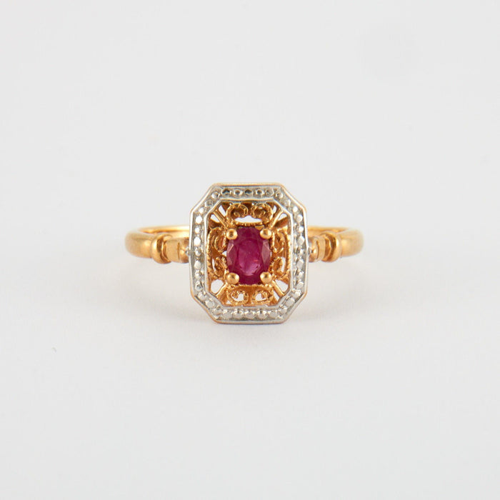 Bague 53 Bague or jaune rubis 58 Facettes