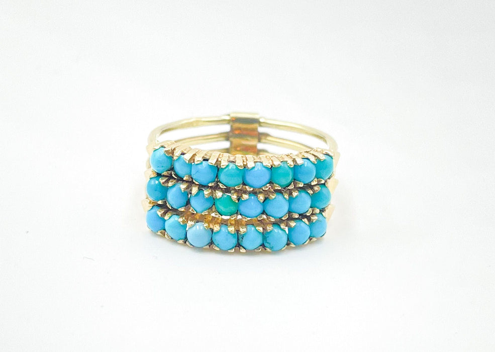 Bague 52 Bague semainier en turquoises 58 Facettes