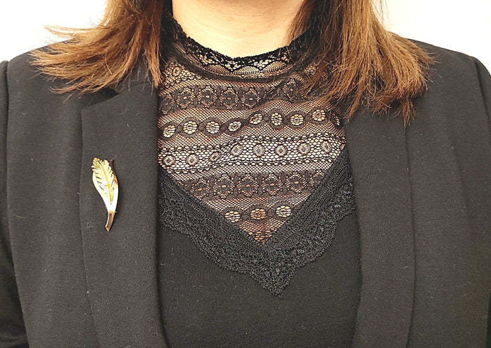 Broche Broche feuille en or jaune 58 Facettes RA-615/3