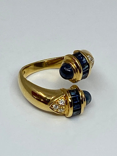 Bague 53 Bague toi et moi en Or jaune, saphirs et diamants 58 Facettes