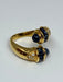 Ring 53 You and me ring in yellow gold, sapphires and diamonds 58 Facettes