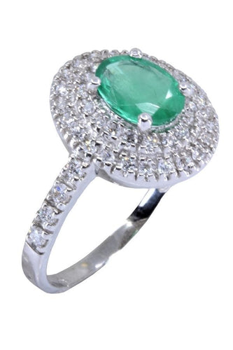 Bague Bague moderne, émeraude, diamants 58 Facettes 067961