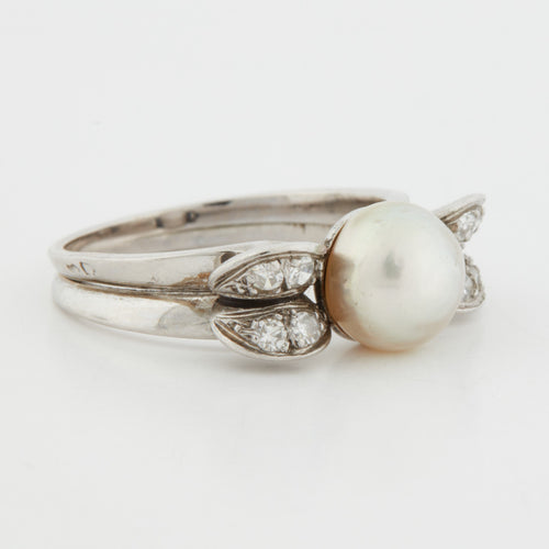 Bague 52 Bague Or blanc Platine Diamants Perle 58 Facettes REF 10202/12