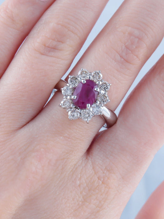 Bague 52 Bague Pompadour Rubis Diamants 58 Facettes