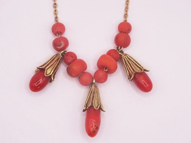 Collier Collier Or et Corail 58 Facettes