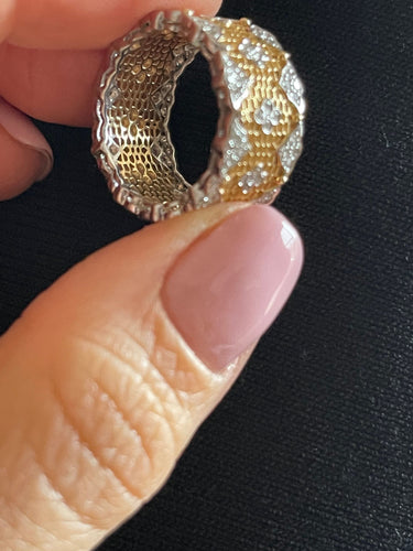 Bague 54 Bague dentelle en or jaune, diamants blancs 58 Facettes