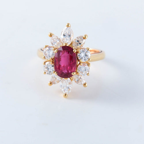 Bague 55 Bague Marguerite Rubis Diamants 58 Facettes