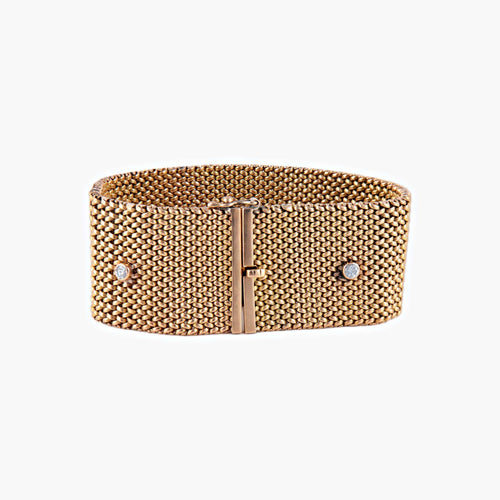 Bracelet Bracelet "manchette" or rose et diamants 58 Facettes