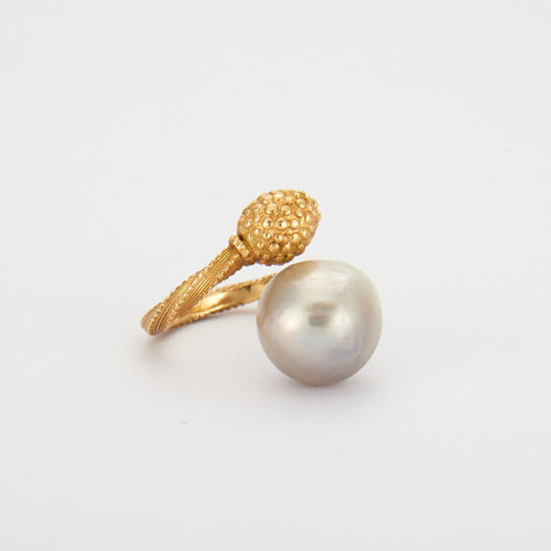 Bague 54-55 Bague or jaune, perle 58 Facettes HS4288