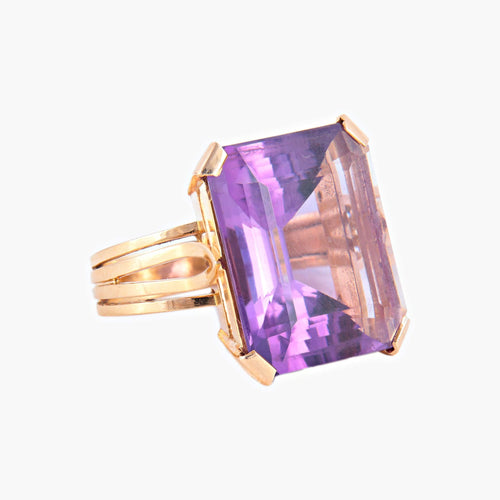 Bague 50 Bague Or jaune Pierre violette 58 Facettes