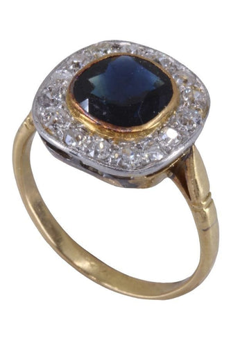 Bague 54 BAGUE ANCIENNE MARGUERITE SAPHIR ET DIAMANTS 58 Facettes 081061