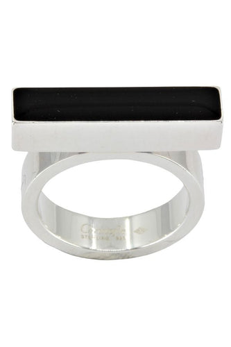 Bague 51 BAGUE MODERNE ARGENT ET ONYX "CHRISTOFLE" 58 Facettes 044321