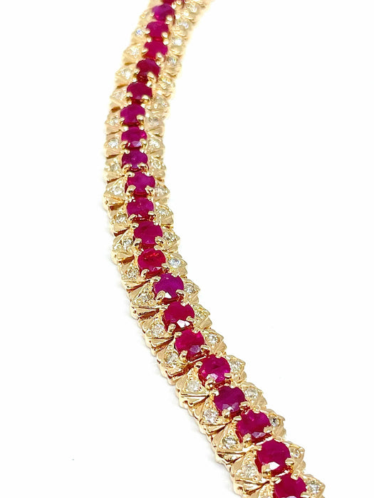 Bracelet Bracelet vintage en or, rubis et diamants 58 Facettes