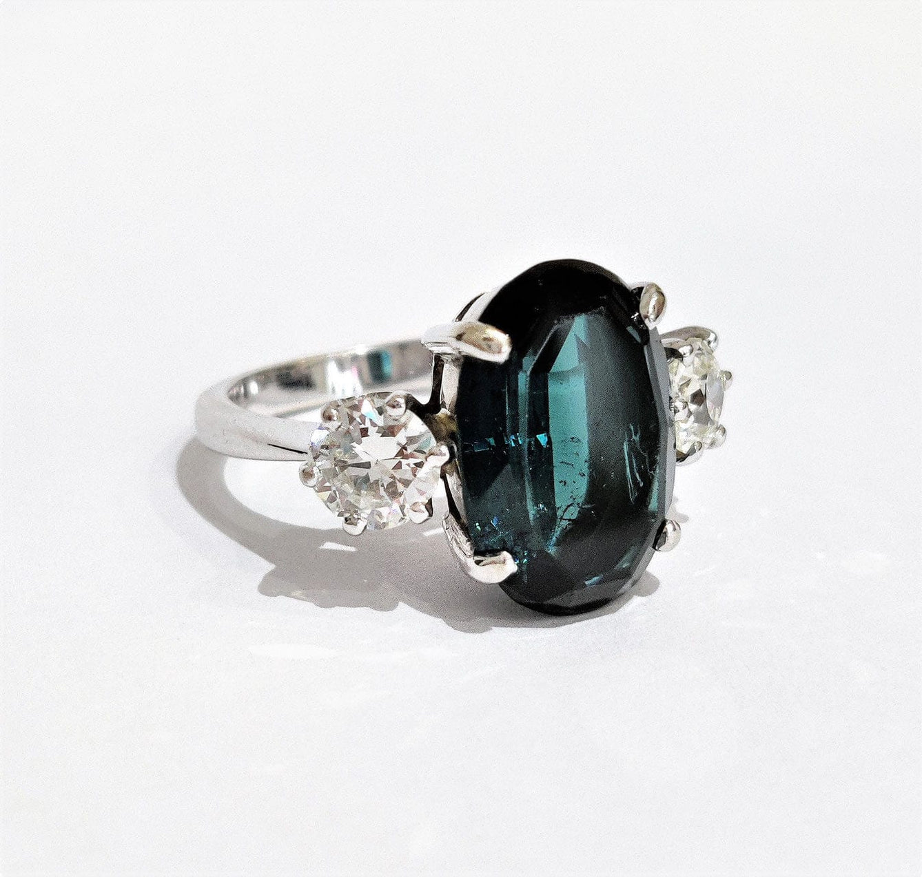 Bague En Or 14 Carats Avec Tourmaline Rose Et Diamants - Taille 54,5 - Faite Main, Neuve