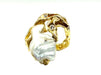 GILBERT ALBERT ring. Yellow gold, pearl and diamond ring 58 Facettes