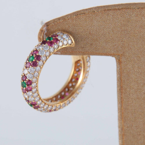 Boucles d'oreilles Boucles d'oreilles clip, émeraude et rubis 58 Facettes