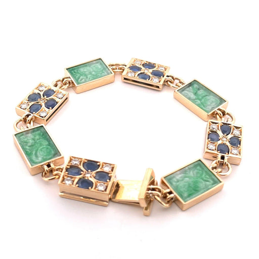 Bracelet Bracelet diamants, émeraudes, saphirs, rubis et jade vert 58 Facettes