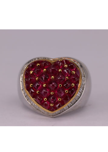 Bague Enter Bague Cœur Or blanc Rubis et Diamants 58 Facettes RNG141