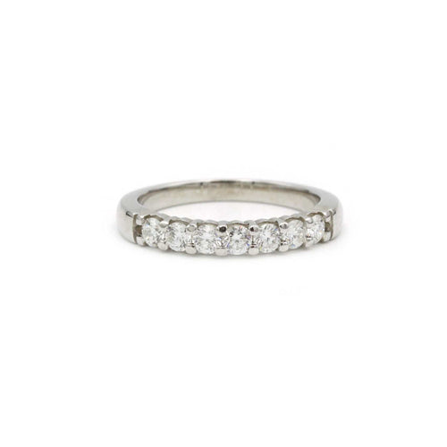 Bague 51 Demi Alliance Platine 7 Diamants 58 Facettes 230292R