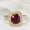 Bague 54 Bague en Or Bicolore, Pierre Rouge & Diamants 58 Facettes 31247