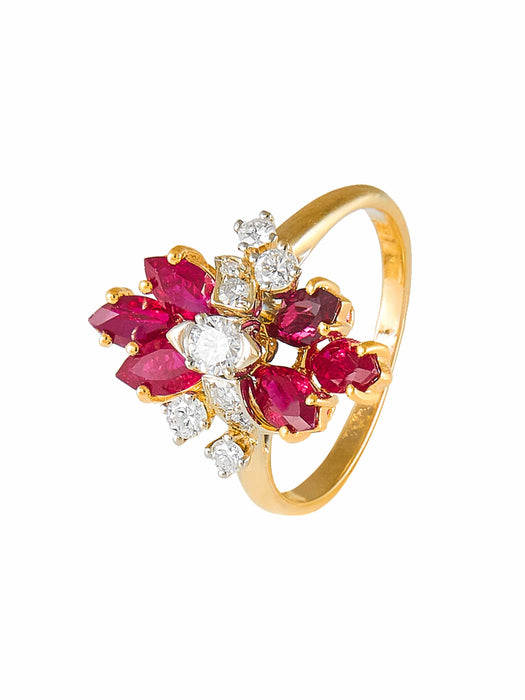 Bague 51 Bague Entourage Diamants et Rubis 58 Facettes