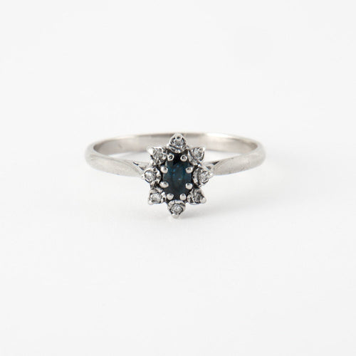 Bague Bague or blanc, diamants & saphirs 58 Facettes