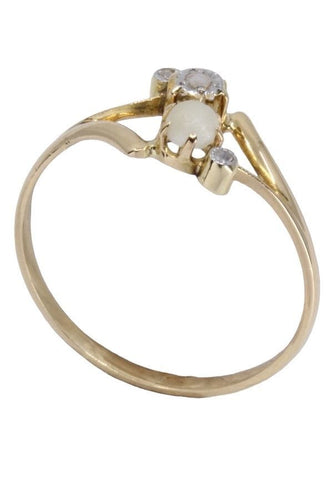 Bague 55 BAGUE NAPOLÉON III PERLE ET DIAMANTS 58 Facettes 061701