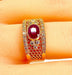 Ring 54 Ring Yellow Gold Ruby Diamonds 58 Facettes AB227