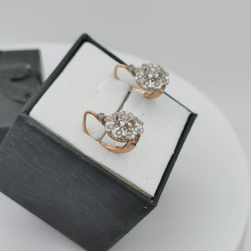 Boucles d'oreilles Boucles d'oreilles dormeuses anciennes or et platine 58 Facettes