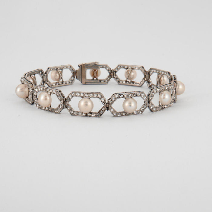 Bracelet Bracelet Art Déco Diamants Perles 58 Facettes