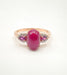 Ring 59 Ring Rose gold Ruby Diamonds Garnets 58 Facettes