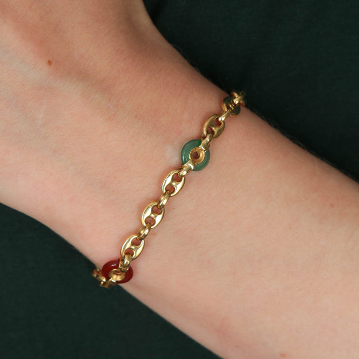 Bracelet Bracelet "grains de café" en or jaune et pierres dures 58 Facettes