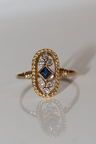 Bague 56 Bague ovale en or jaune, saphir 58 Facettes 524